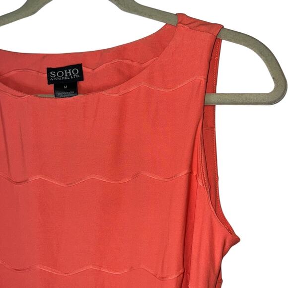 SOHO Apparel Ltd. Sleeveless Coral Dress w/ Adjustable Waist Tie, Size M, NWT! - Picture 4 of 4
